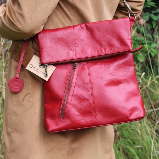 Amelie Flap Zip Messenger bag Red 